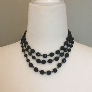 💕5 for $10 Three-tiered black beaded necklace l